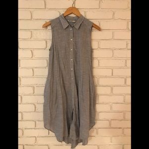 Sleeveless cotton shirt dress